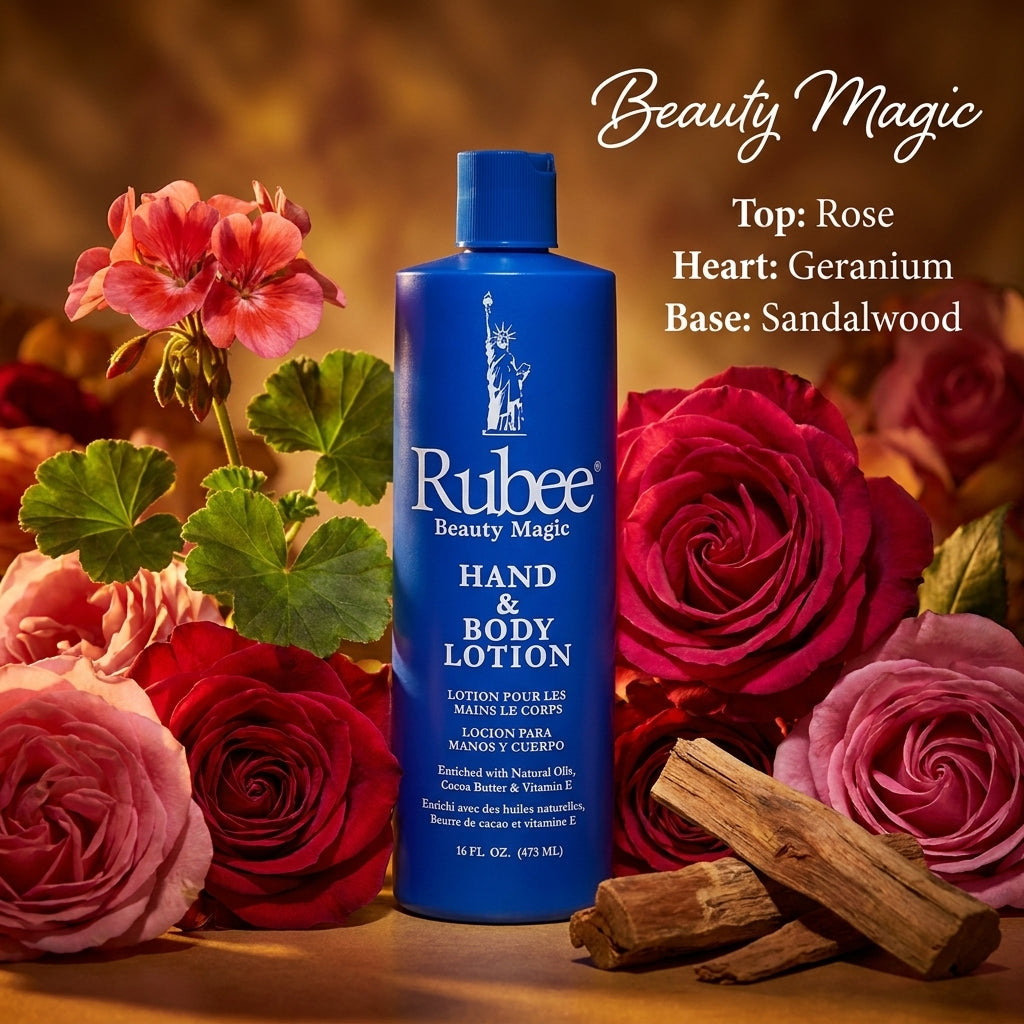 Rubee Beauty Magic fragrance notes rose geranium sandalwood