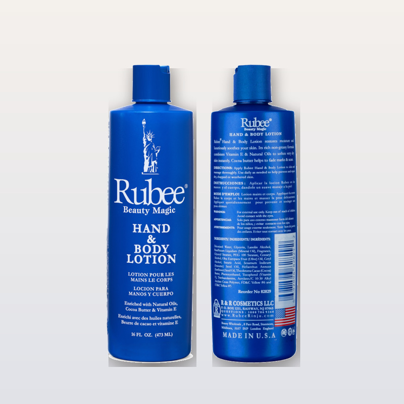 Rubee front and back label ingredients and directions