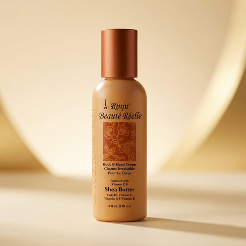 Rinju Beaute Reelle travel size hero on cream and gold background