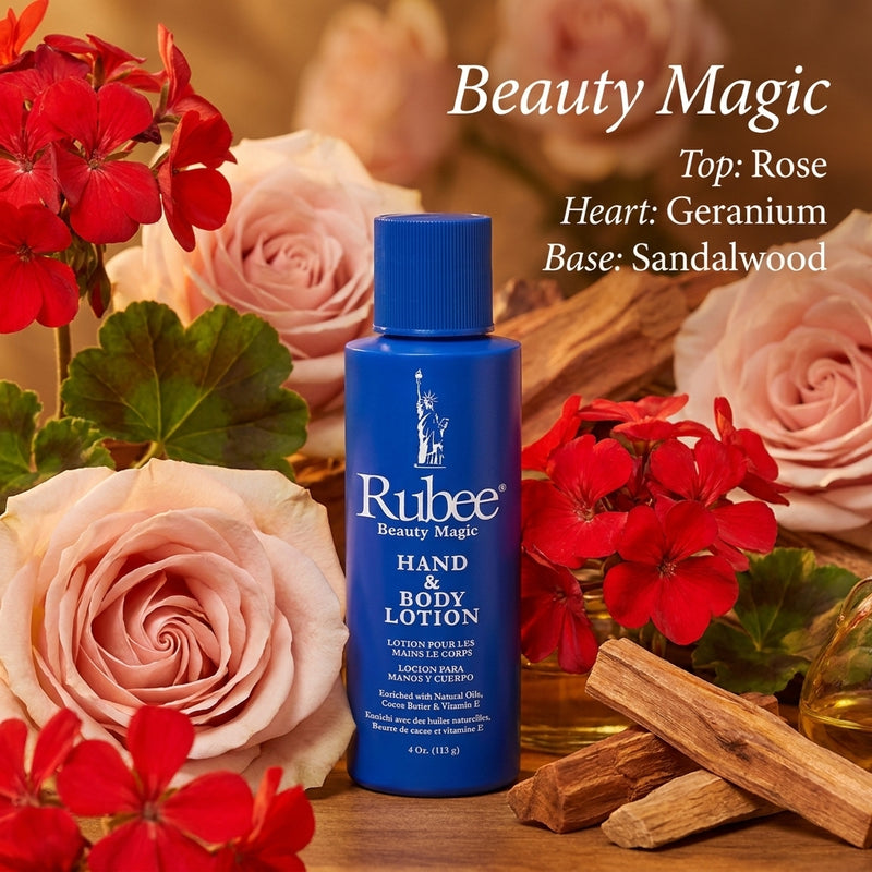 Rubee travel Beauty Magic fragrance notes rose geranium sandalwood